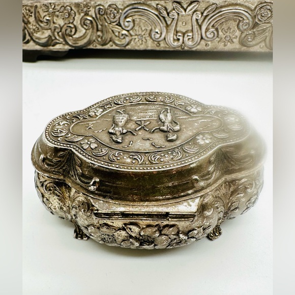 Vintage Silver Jewelry Trinket Casket Box - Picture 8 of 14